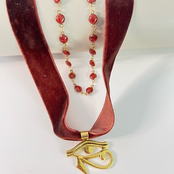 Eye of Horus Pendant Choker with matching Necklace - Ancient Egyptian Choker - Picture 7 of 8